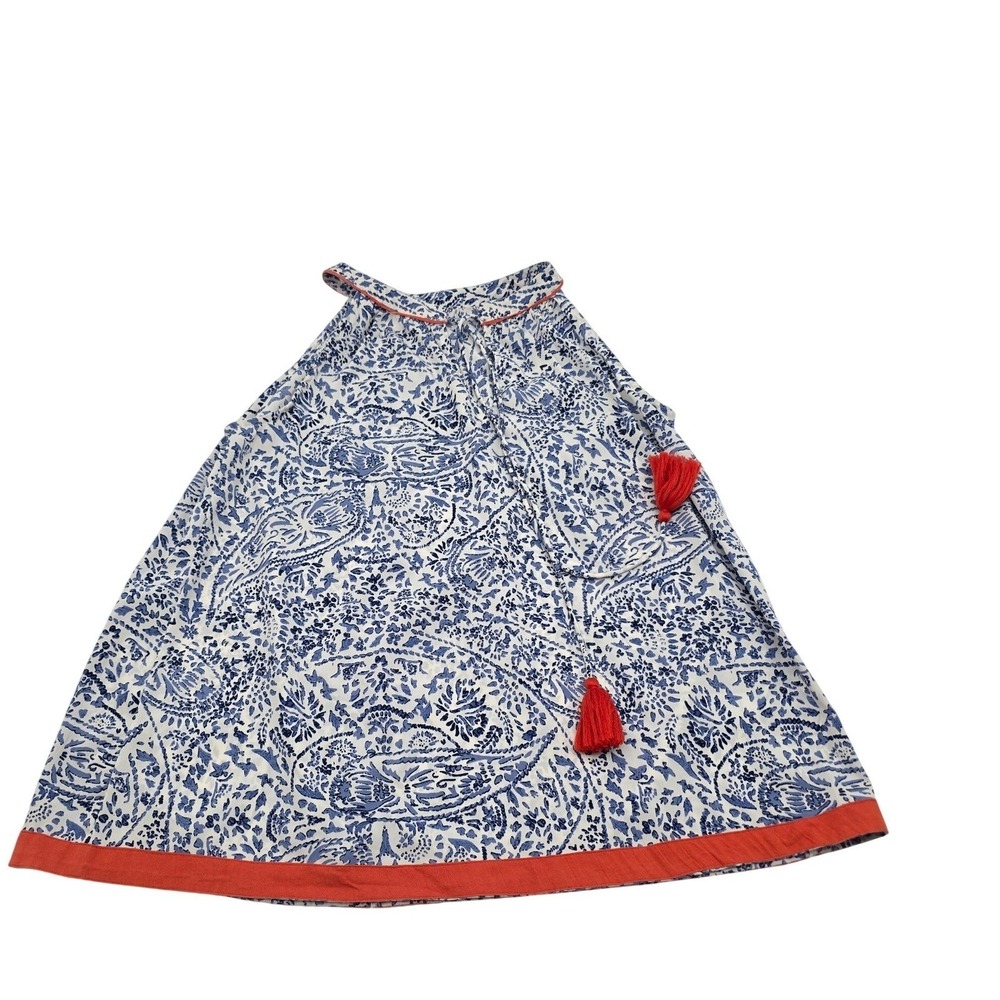 THML Paisley Halter Top‎ Women Small Blue Orange Excellent Tassel Trapeze Blouse